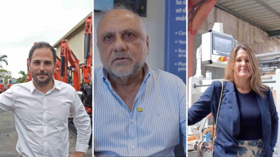 De g. à dr., les trois nominés au Grand prix de l’Entrepreneur de l’année : Aurélien Potier (groupe Potier), Hosman Badat (Generall Autos) et Muryel Leblanc (Bourbon Packaging).